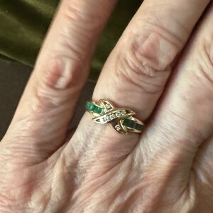 10K Gold Emerald and Diamond Ring